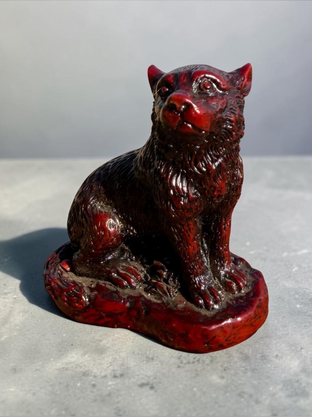 DOG ZODIAC SIGN RED RESIN FIGURINE